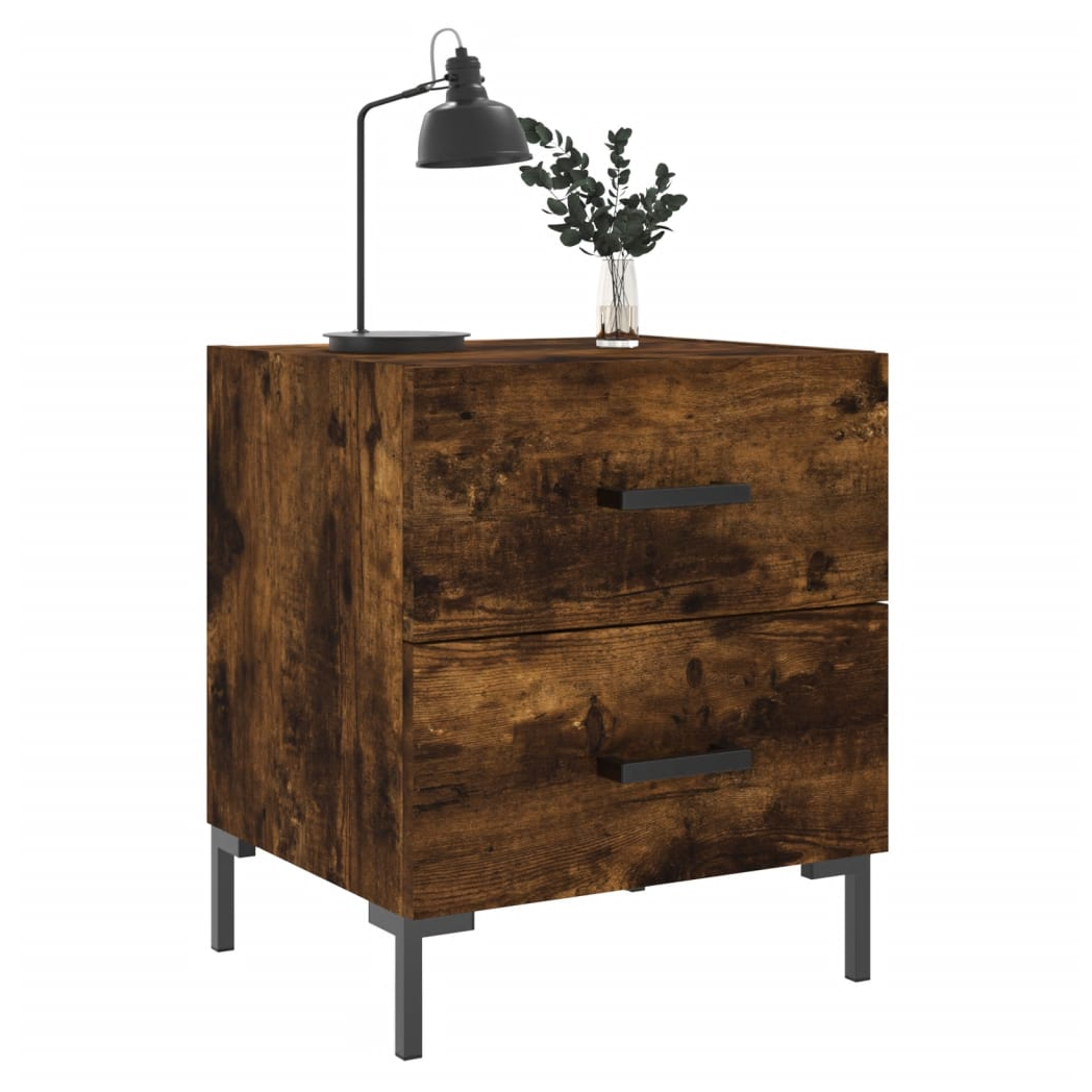 vidaXL Bedside Cabinet Smoked Oak 40x35x47.5 cm Engineered Wood