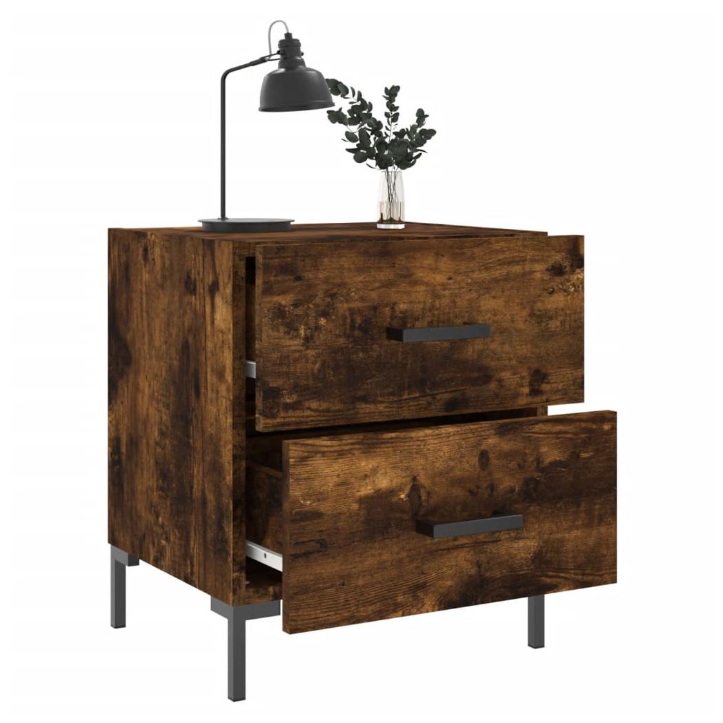 vidaXL Bedside Cabinet Smoked Oak 40x35x47.5 cm Engineered Wood