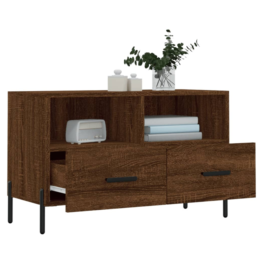 vidaXL TV Cabinet Brown Oak 80x36x50 cm Engineered Wood