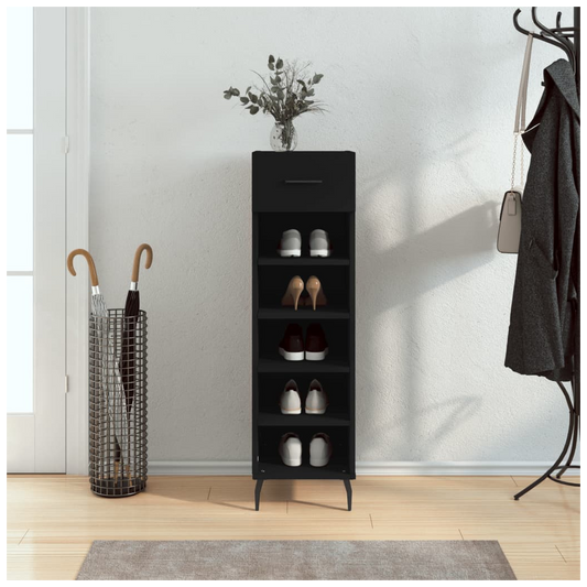 vidaXL Shoe Cabinet Black 30x35x105 cm Engineered Wood