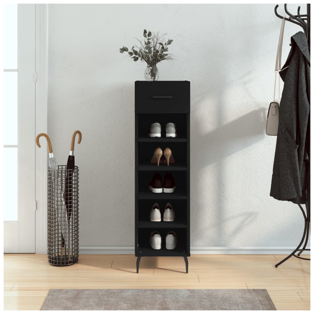 vidaXL Shoe Cabinet Black 30x35x105 cm Engineered Wood