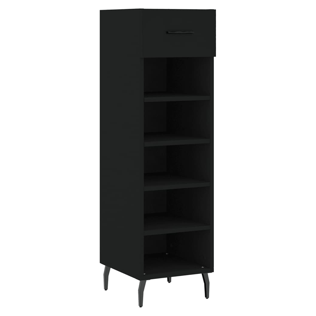 vidaXL Shoe Cabinet Black 30x35x105 cm Engineered Wood