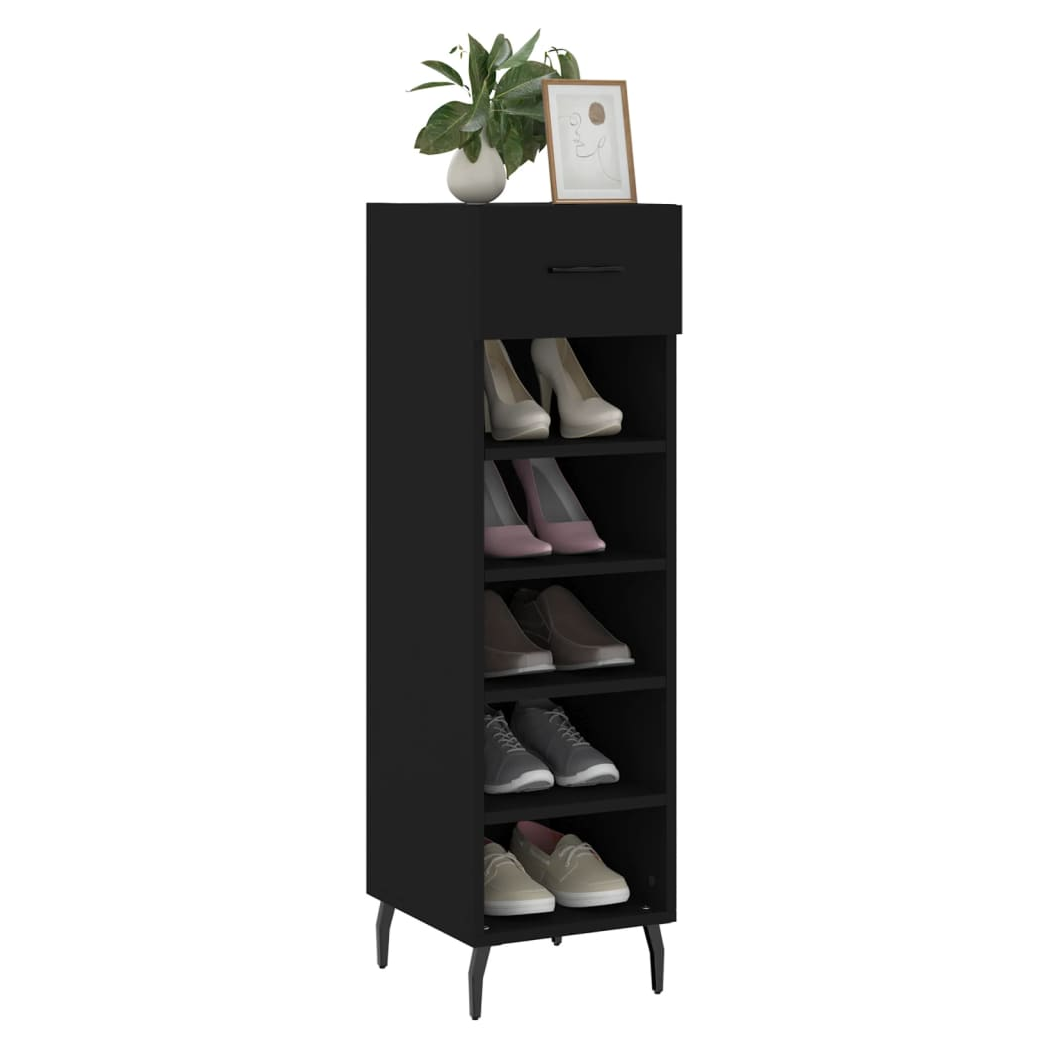 vidaXL Shoe Cabinet Black 30x35x105 cm Engineered Wood