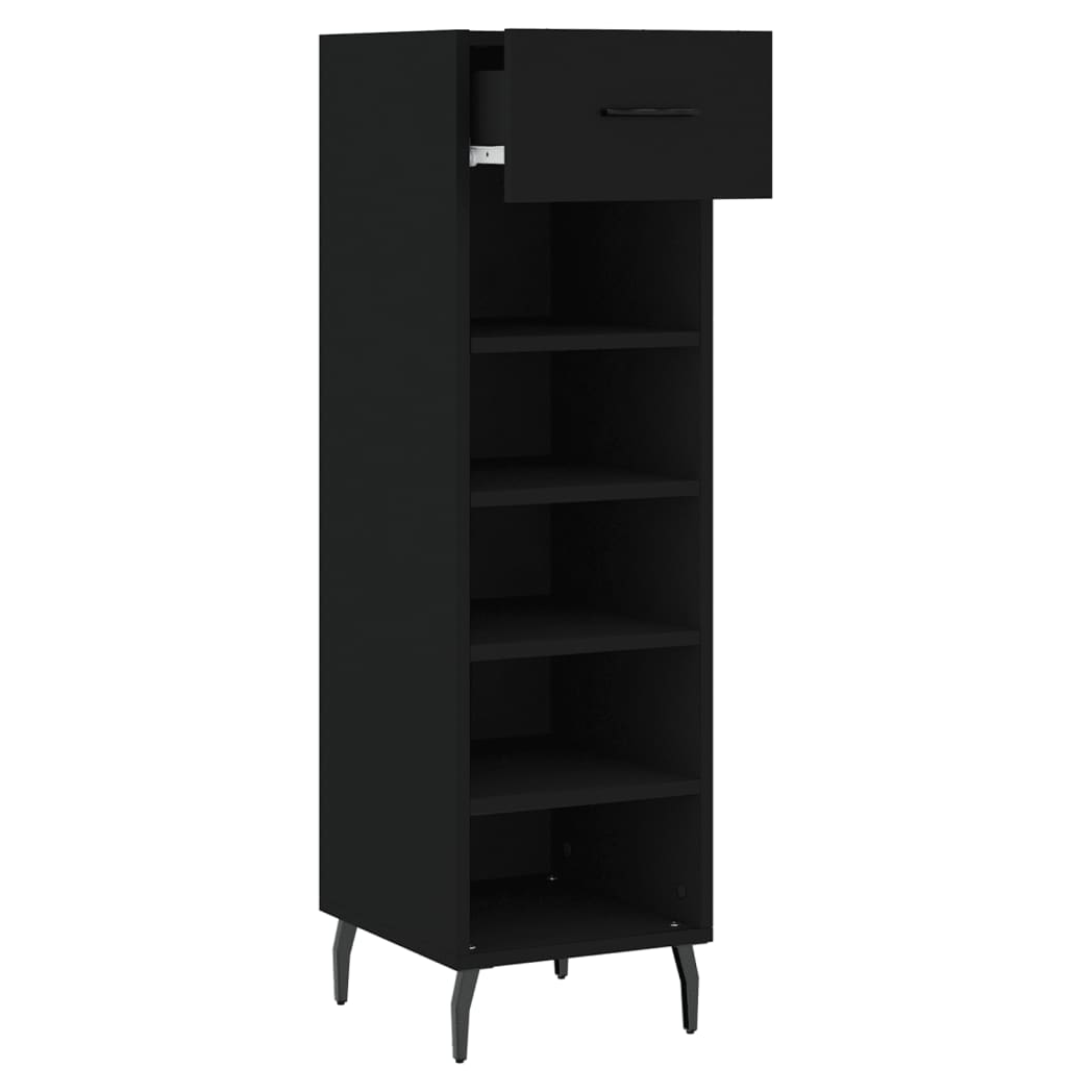 vidaXL Shoe Cabinet Black 30x35x105 cm Engineered Wood