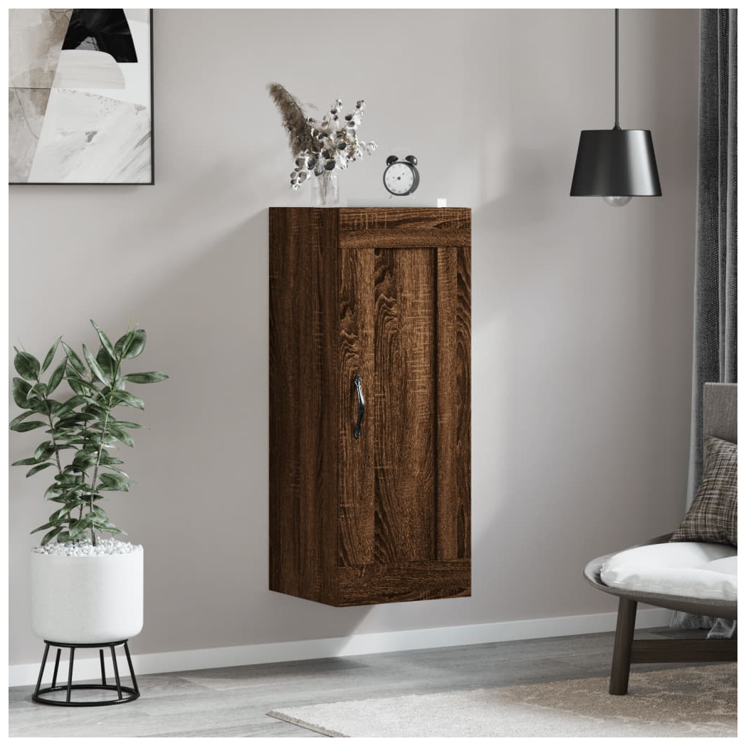 vidaXL Wall Mounted Cabinet Brown Oak 34.5x34x90 cm Engineered Wood