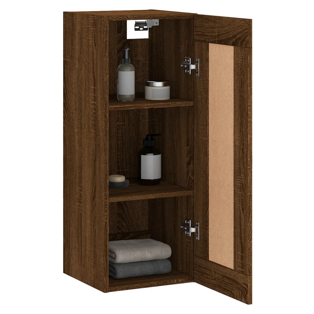 vidaXL Wall Mounted Cabinet Brown Oak 34.5x34x90 cm Engineered Wood