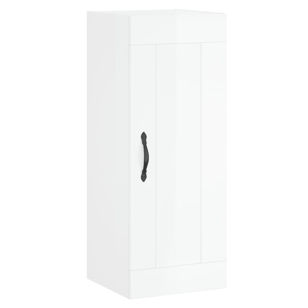 vidaXL Wall Mounted Cabinet High Gloss White 34.5x34x90 cm Engineered Wood