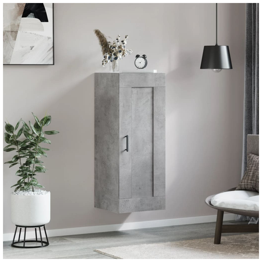 vidaXL Wall Mounted Cabinet Concrete Grey 34.5x34x90 cm Engineered Wood