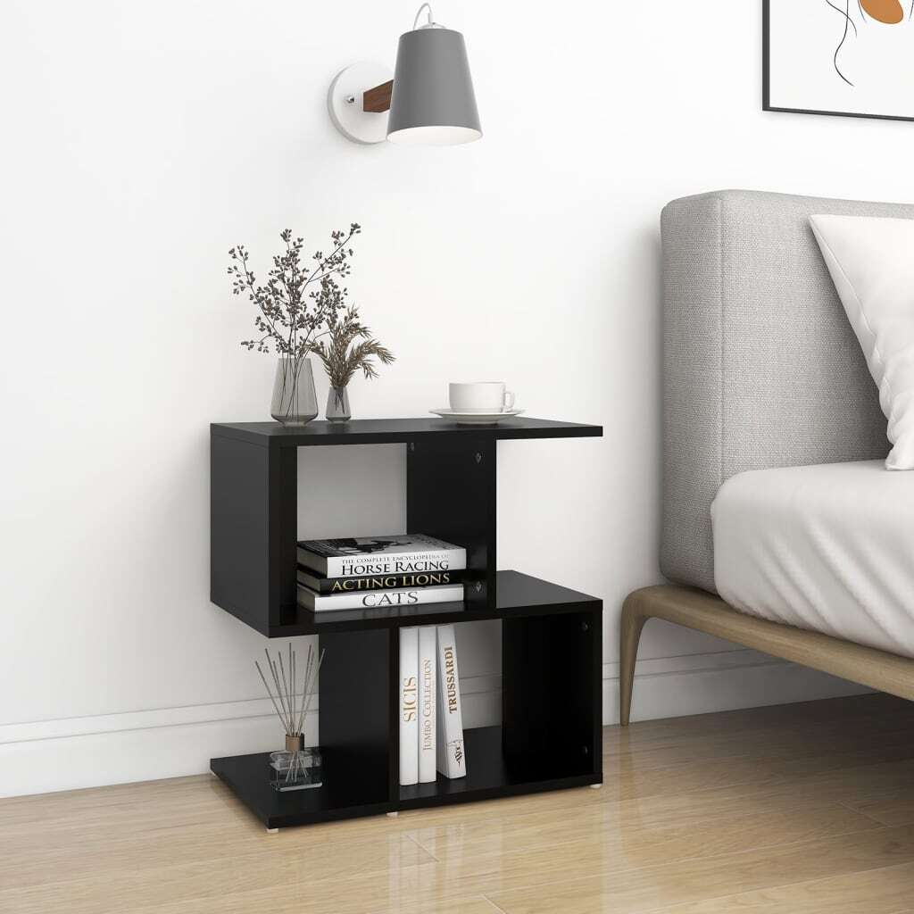 vidaXL Bedside Cabinet Black 50x30x51.5 cm Engineered Wood