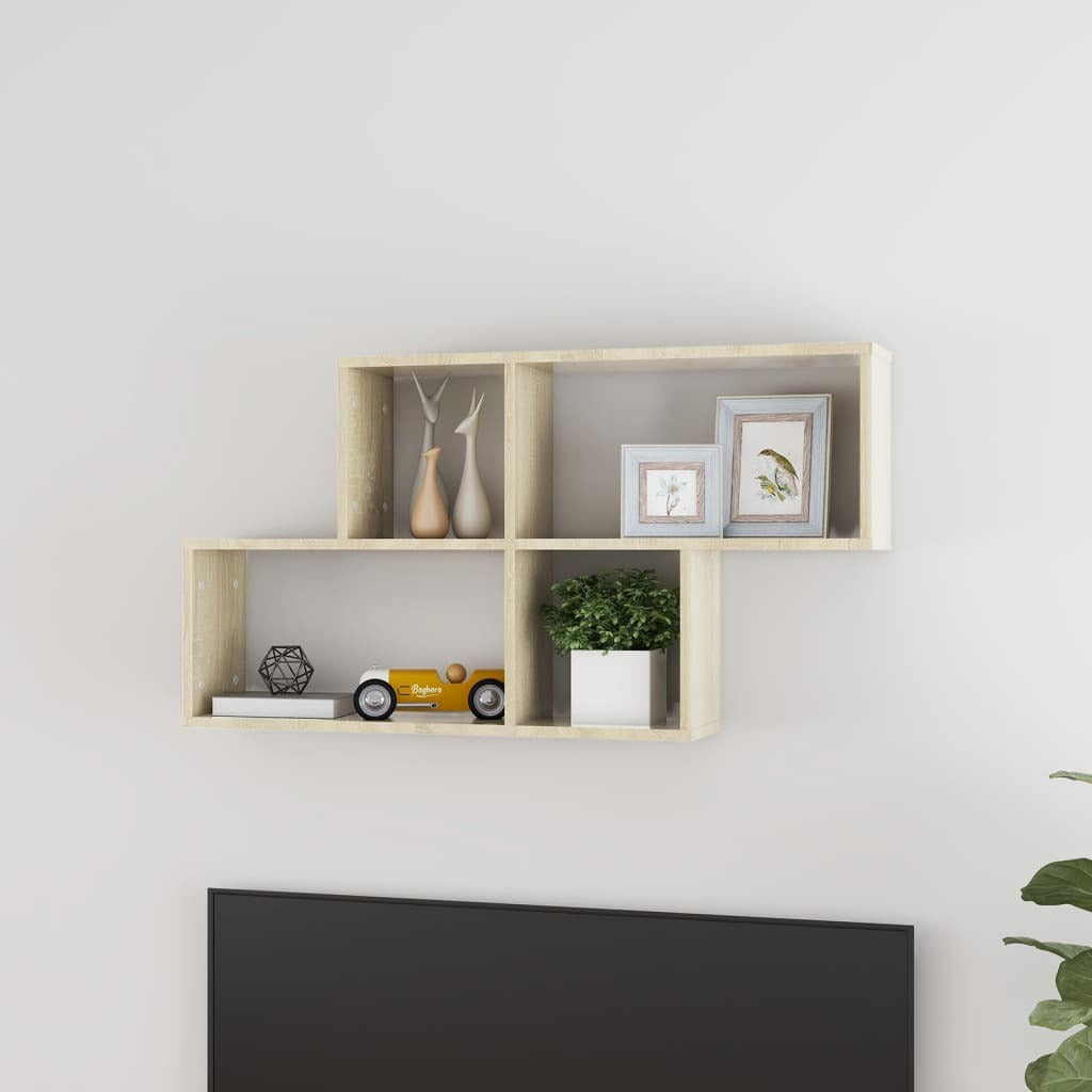 vidaXL Wall Shelf Sonoma Oak 100x18x53 cm Engineered Wood