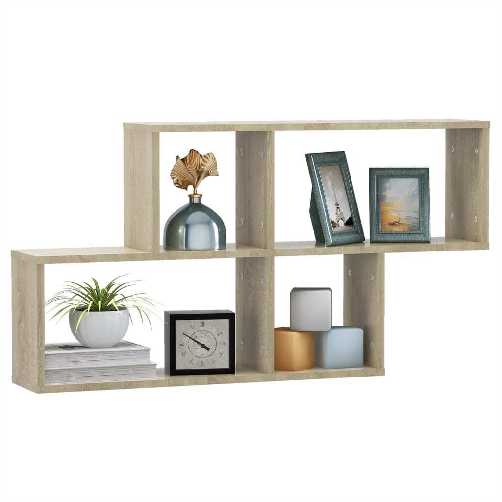 vidaXL Wall Shelf Sonoma Oak 100x18x53 cm Engineered Wood