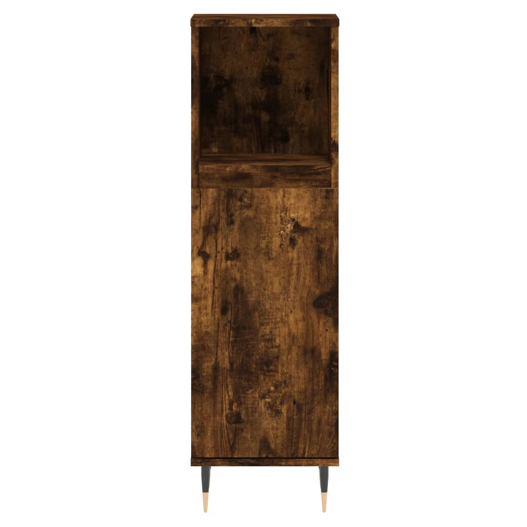 vidaXL Bathroom Cabinet Smoked Oak 30x30x100 cm Engineered Wood