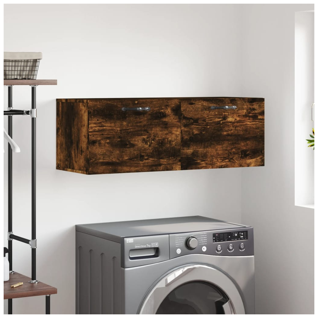 vidaXL Wall Cabinet Smoked Oak 100x36.5x35 cm Engineered Wood