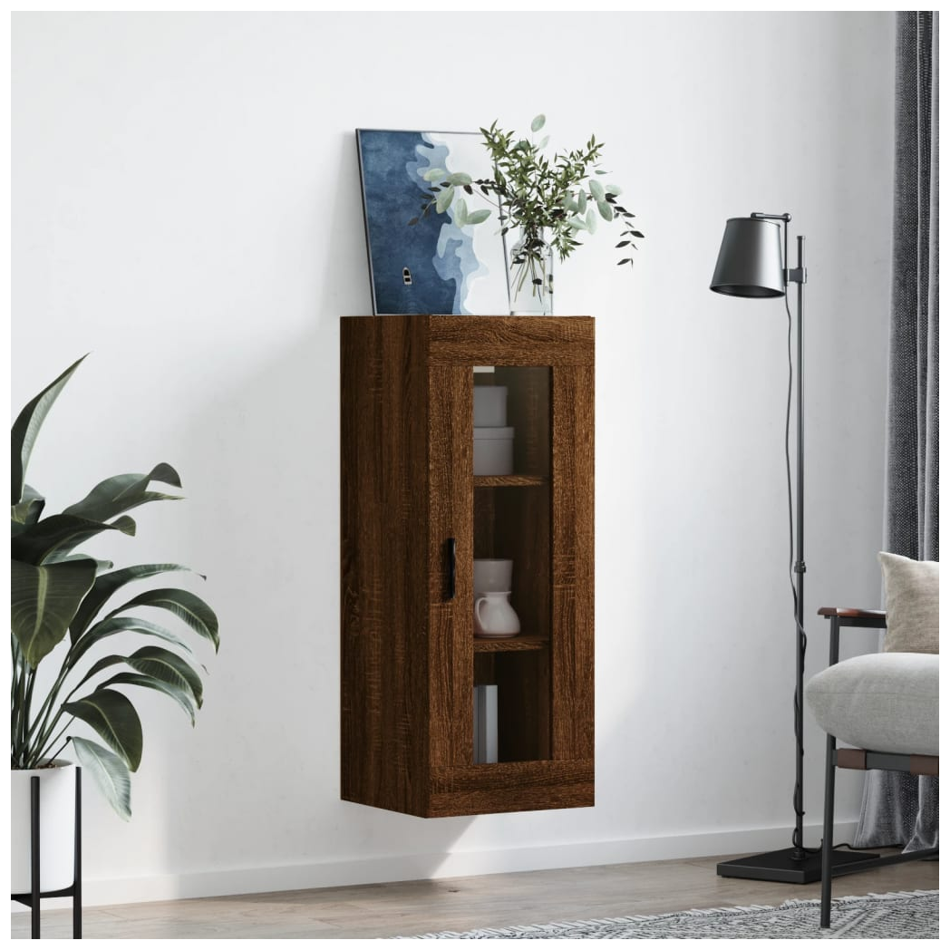 vidaXL Wall Mounted Cabinet Brown Oak 34.5x34x90 cm