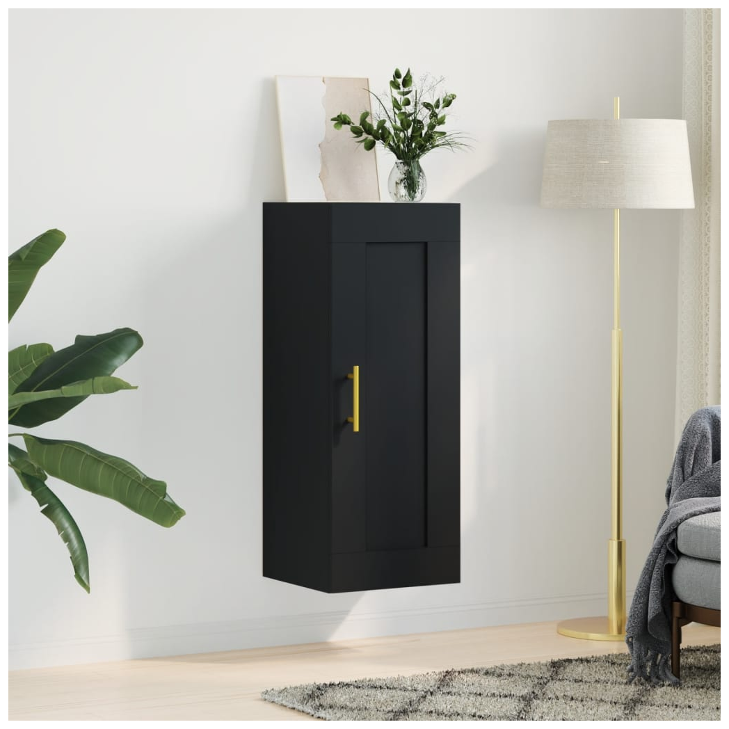 vidaXL Wall Mounted Cabinet Black 34.5x34x90 cm Engineered Wood