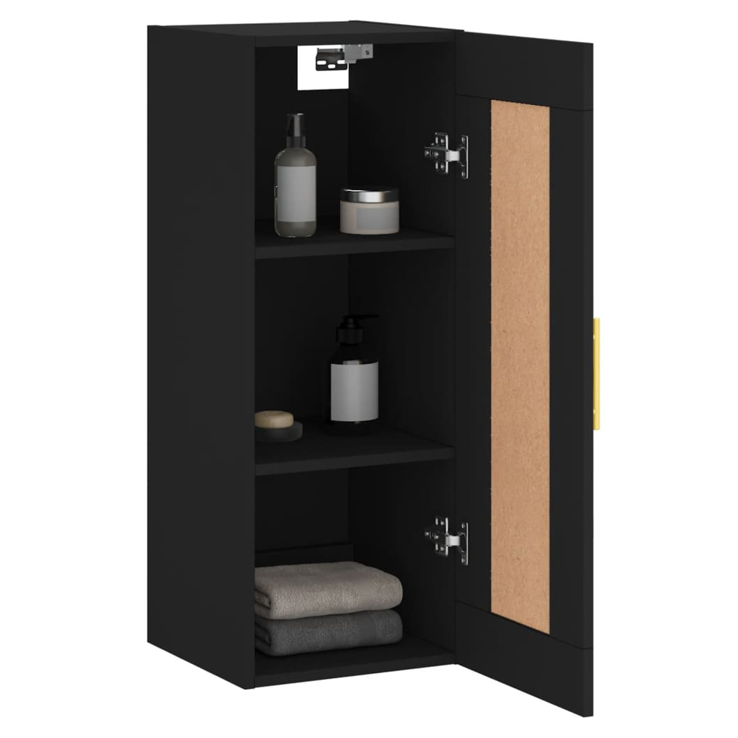 vidaXL Wall Mounted Cabinet Black 34.5x34x90 cm Engineered Wood