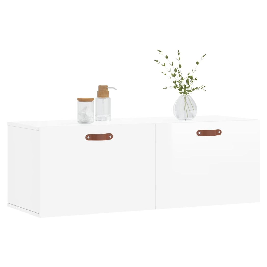 vidaXL Wall Cabinet High Gloss White 100x36.5x35 cm Engineered Wood