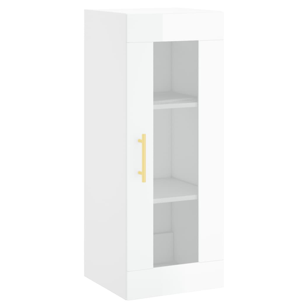 vidaXL Wall Mounted Cabinet High Gloss White 34.5x34x90 cm