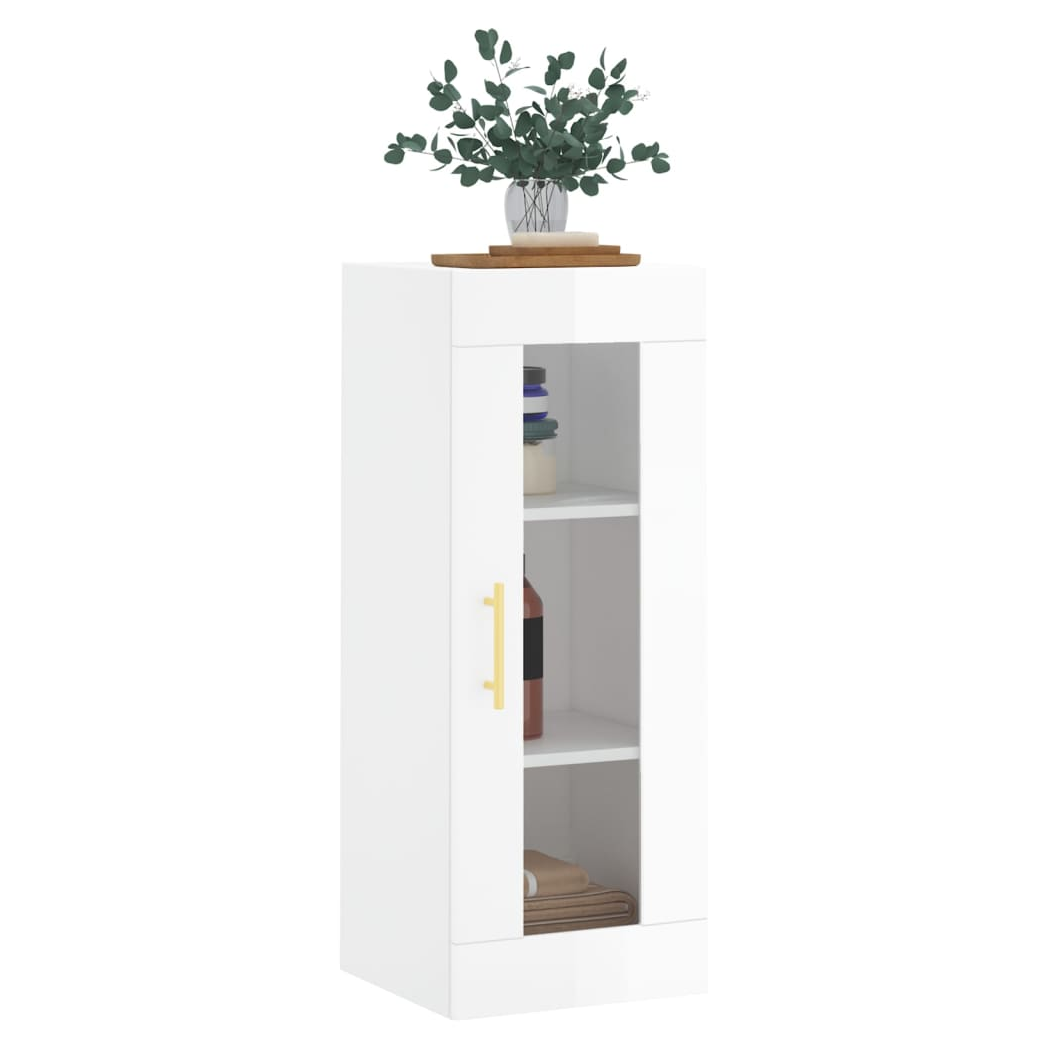 vidaXL Wall Mounted Cabinet High Gloss White 34.5x34x90 cm