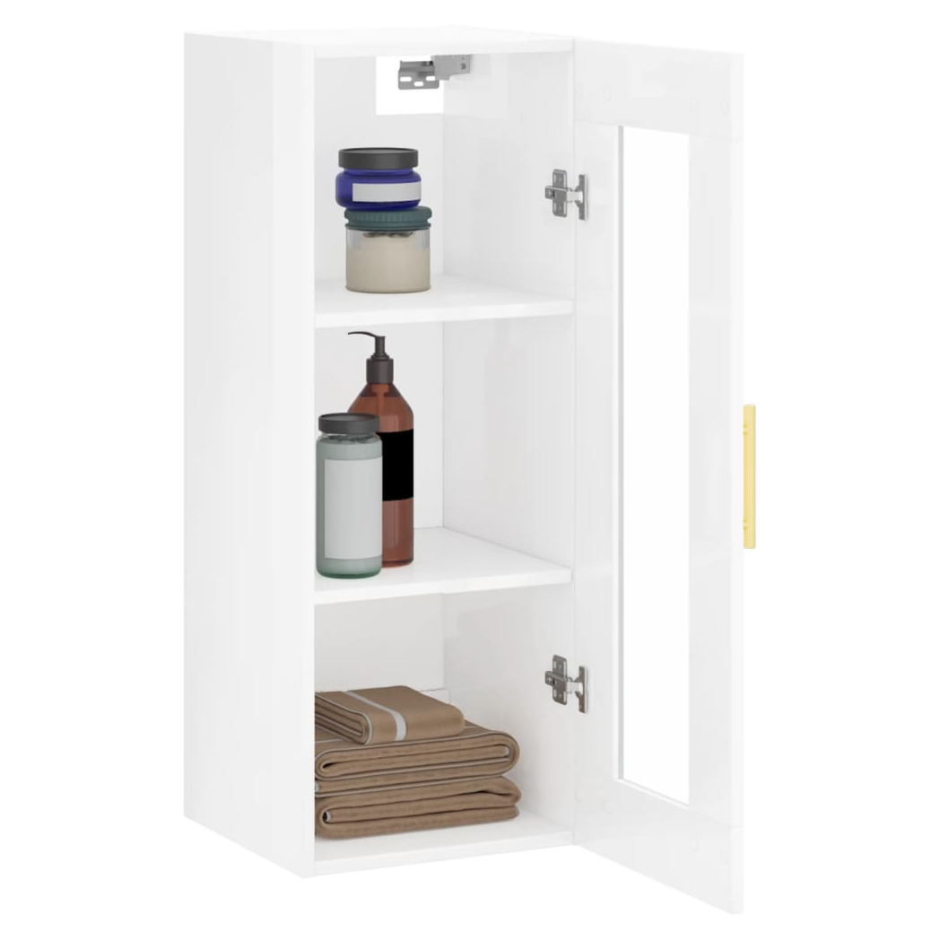 vidaXL Wall Mounted Cabinet High Gloss White 34.5x34x90 cm