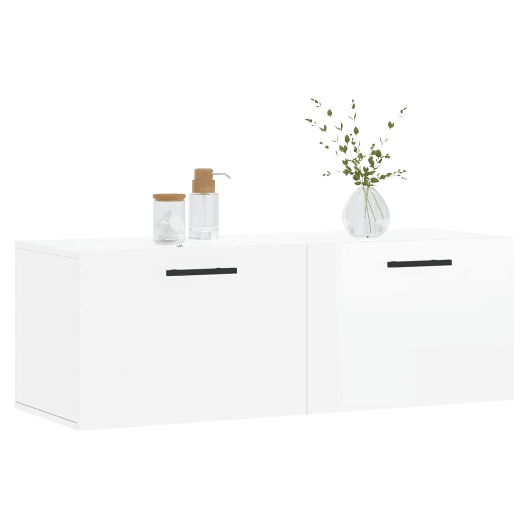 vidaXL Wall Cabinet High Gloss White 100x36.5x35 cm Engineered Wood