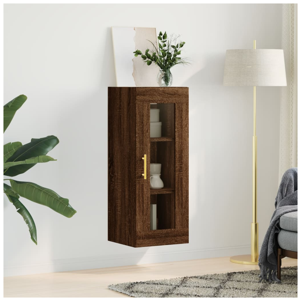 vidaXL Wall Mounted Cabinet Brown Oak 34.5x34x90 cm