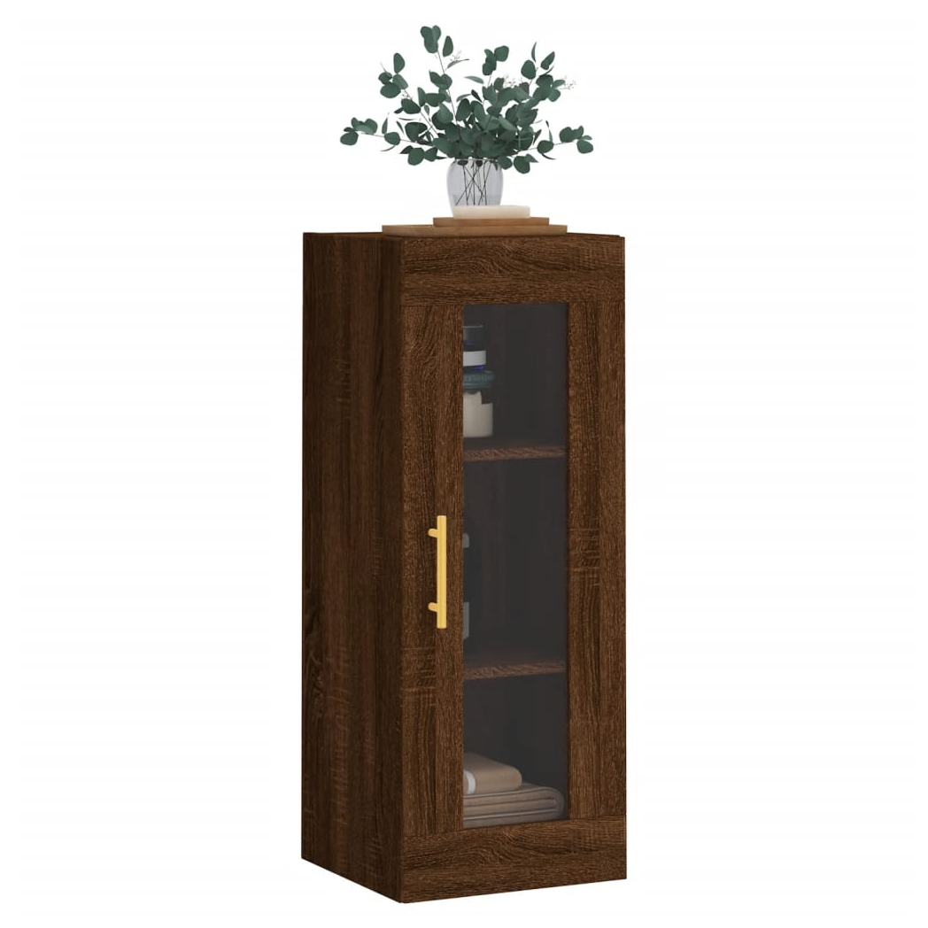 vidaXL Wall Mounted Cabinet Brown Oak 34.5x34x90 cm