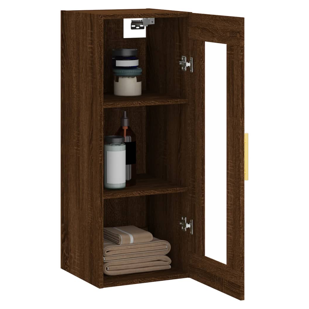 vidaXL Wall Mounted Cabinet Brown Oak 34.5x34x90 cm