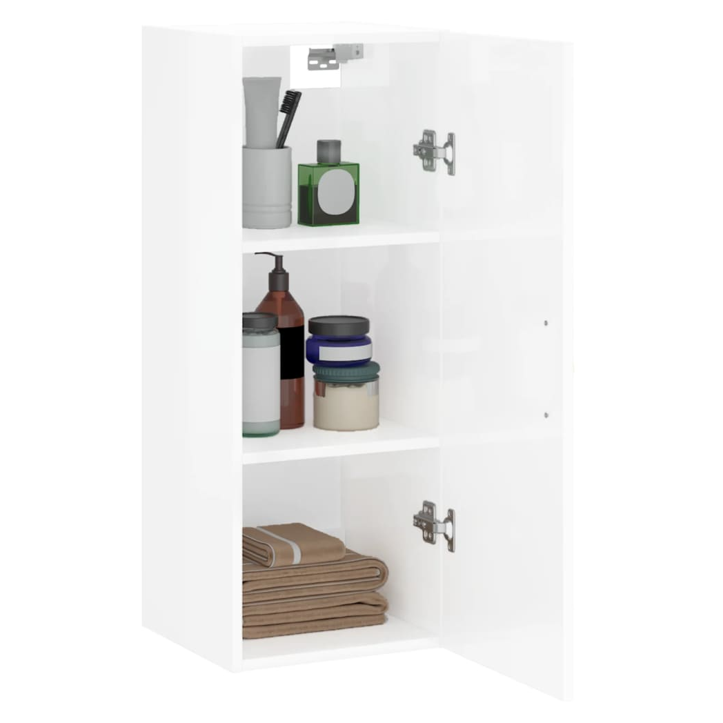 vidaXL Wall Mounted Cabinet High Gloss White 34.5x34x90 cm