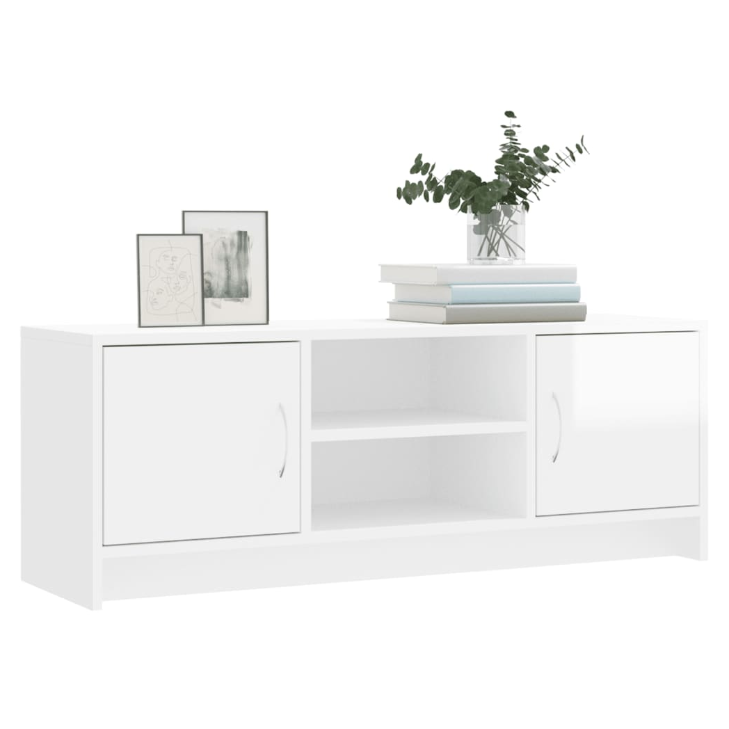 vidaXL TV Cabinet High Gloss White 102x30x37.5 cm Engineered Wood