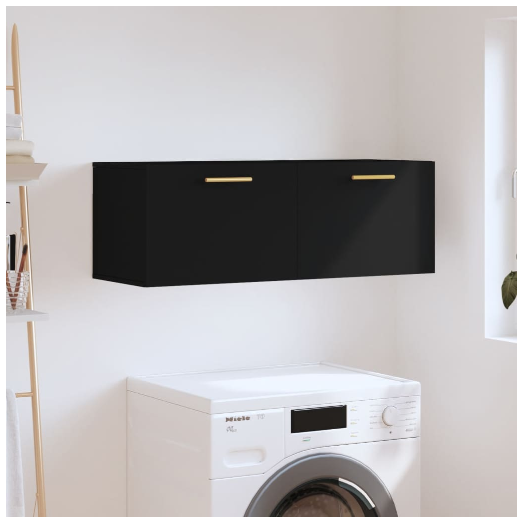 vidaXL Wall Cabinet Black 100x36.5x35 cm Engineered Wood