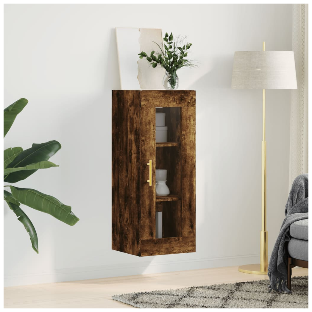 vidaXL Wall Mounted Cabinet Smoked Oak 34.5x34x90 cm