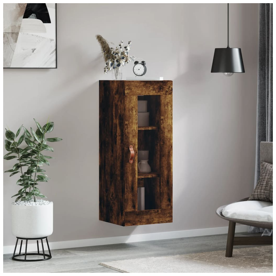 vidaXL Wall Mounted Cabinet Smoked Oak 34.5x34x90 cm