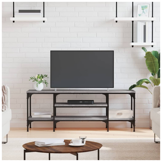 vidaXL TV Cabinet Grey Sonoma 121x35x45 cm Engineered Wood&Iron