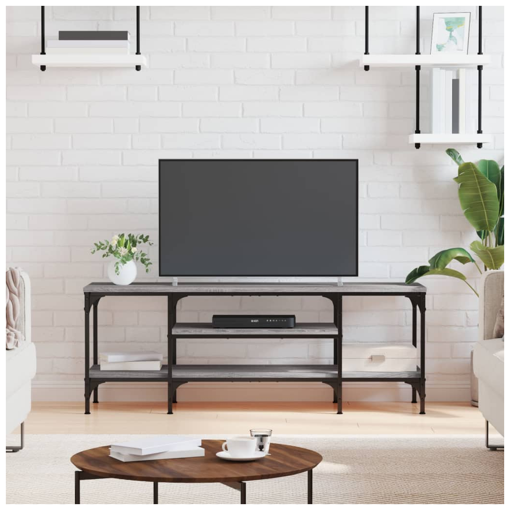 vidaXL TV Cabinet Grey Sonoma 121x35x45 cm Engineered Wood&Iron