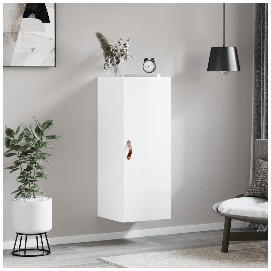 vidaXL Wall Mounted Cabinet High Gloss White 34.5x34x90 cm