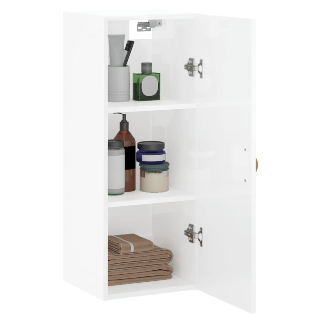 vidaXL Wall Mounted Cabinet High Gloss White 34.5x34x90 cm