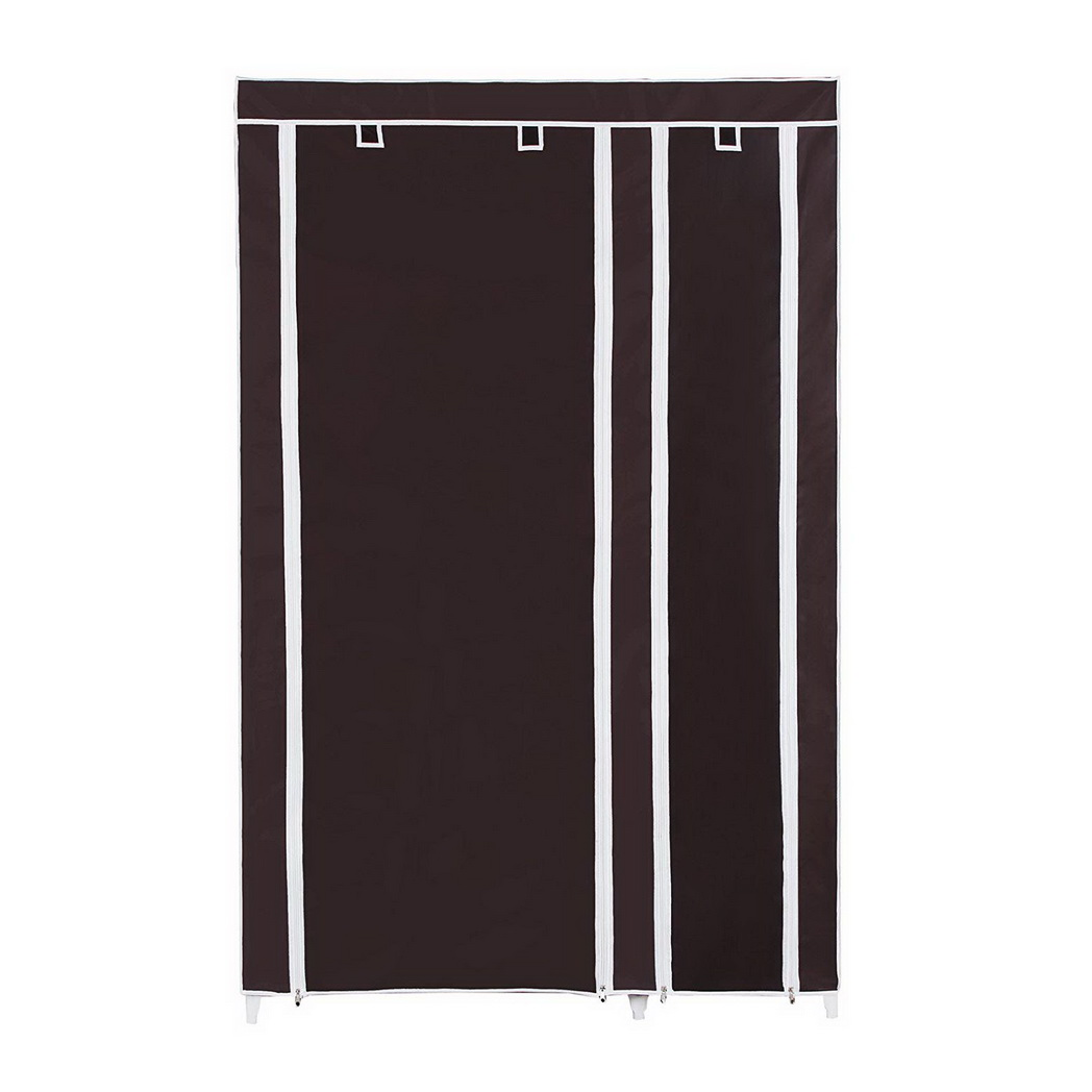 67" Portable Clothes Closet Wardrobe with Non-woven Fabric and Hanging Rod Quick and Easy to Assemble Dark Brown