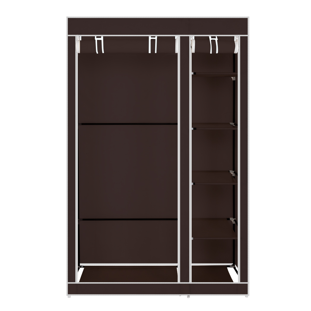 67" Portable Clothes Closet Wardrobe with Non-woven Fabric and Hanging Rod Quick and Easy to Assemble Dark Brown