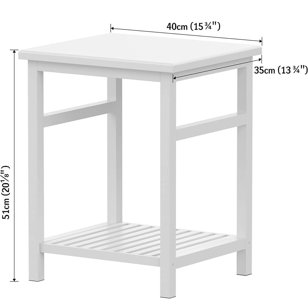 WTZ Nightstand, End Table, Bamboo Night Stand Bedside Table, Side Table for Bedroom Living Room Lounge, Space Saving, Easy to Assemble, NS-537 (1 Pack, White)