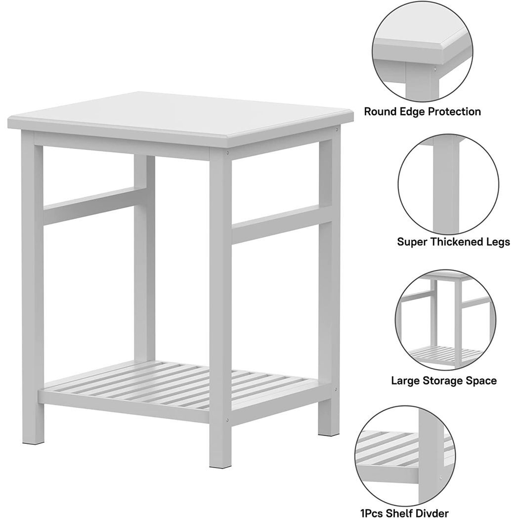 WTZ Nightstand, End Table, Bamboo Night Stand Bedside Table, Side Table for Bedroom Living Room Lounge, Space Saving, Easy to Assemble, NS-537 (1 Pack, White)