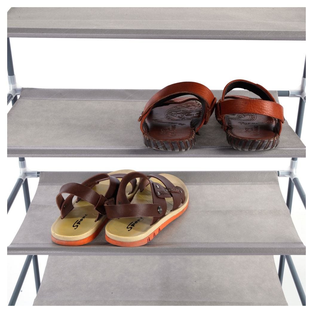 Simple Assembly 10 Tiers Non-woven Fabric Shoe Rack Gray