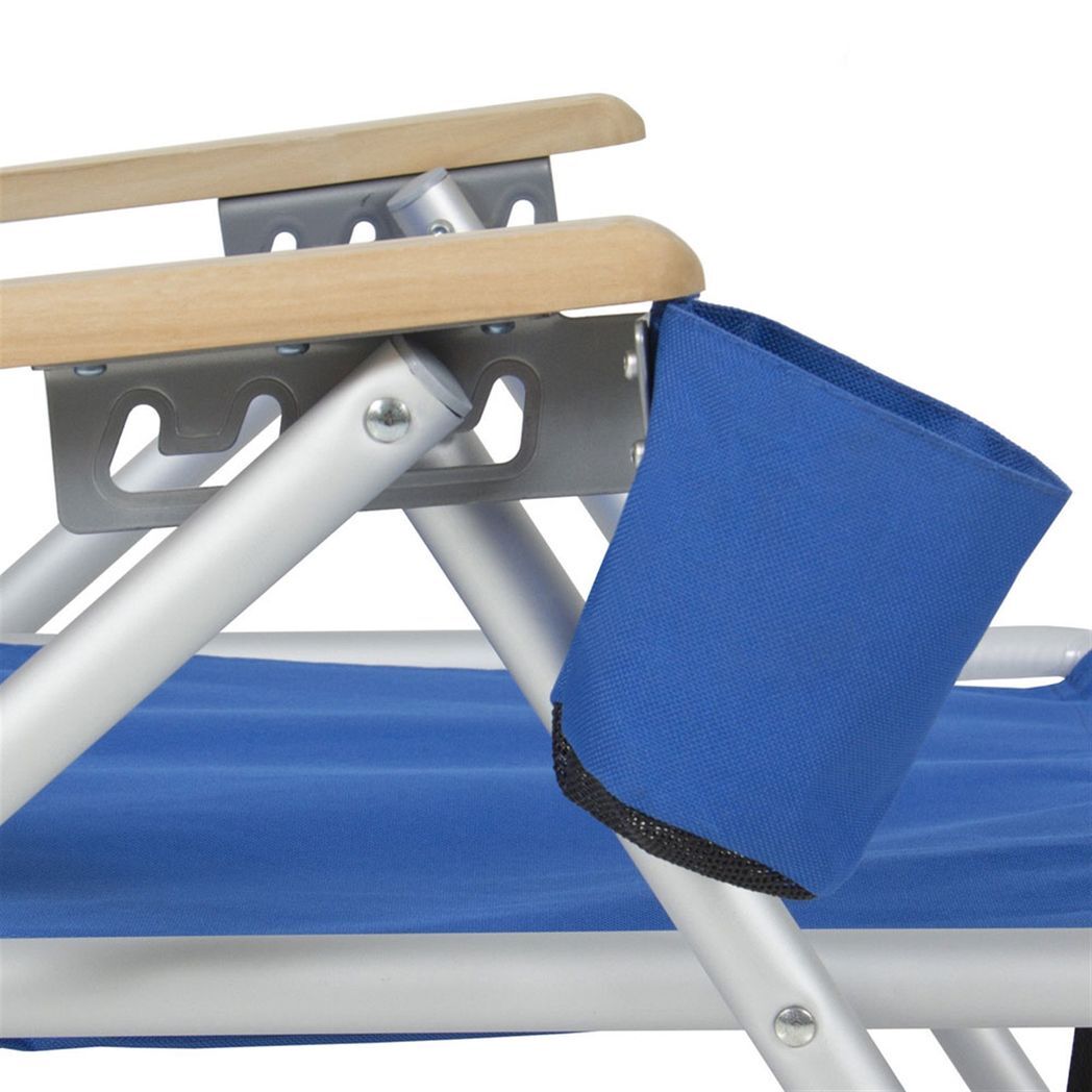 Portable High Strength Beach Chair with Adjustable Headrest Blue