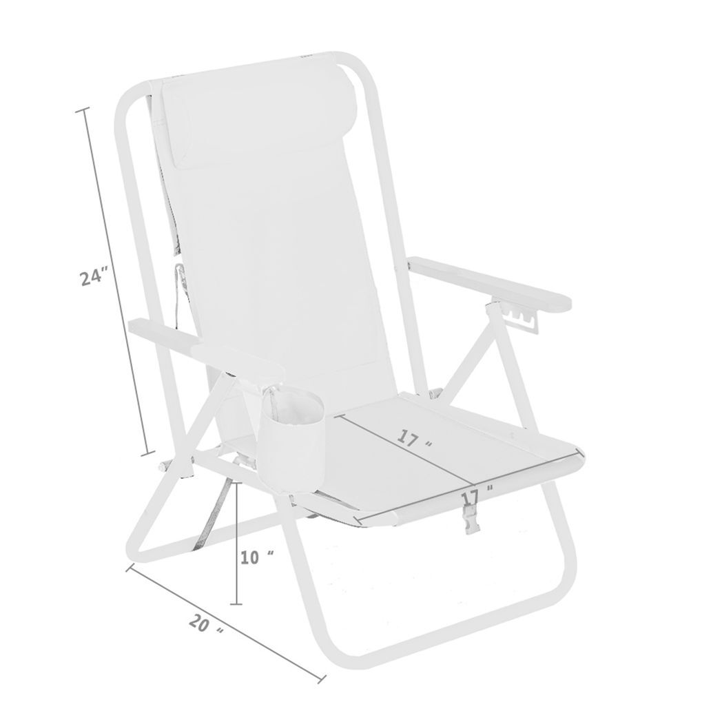 Portable High Strength Beach Chair with Adjustable Headrest Blue