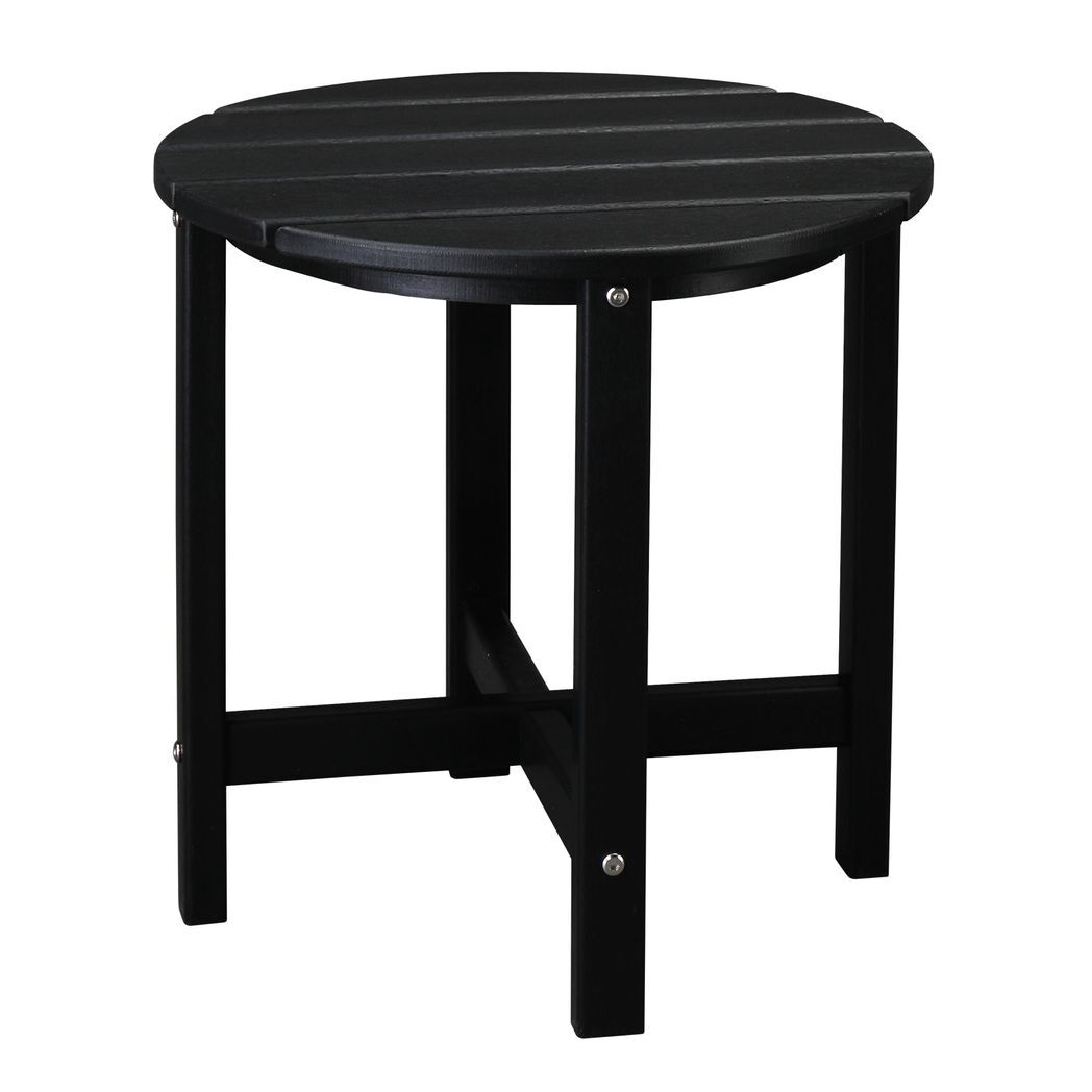 46*46*46cm Single Layer Round HDPE Side Table Black