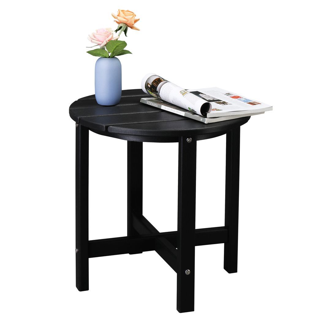 46*46*46cm Single Layer Round HDPE Side Table Black