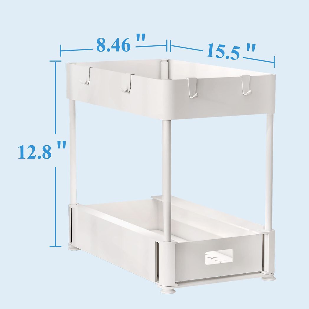 Single Under Sink Organizer and Storage Cabinet Under Sink Organizer, Kitchen Bathroom Sink Storage Drawer Organizer, White