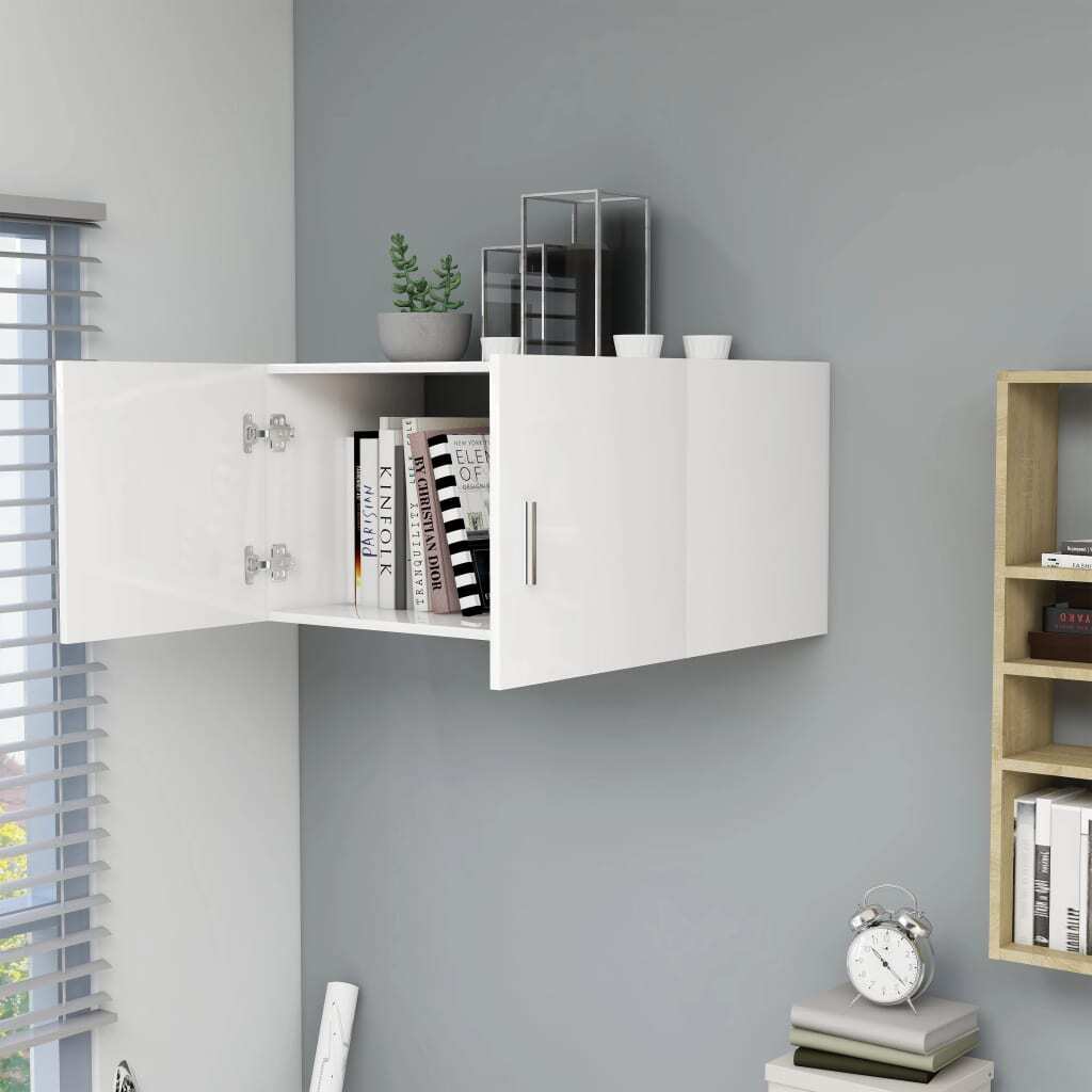 vidaXL Wall Mounted Cabinet High Gloss White 80x39x40 cm Engineered Wood