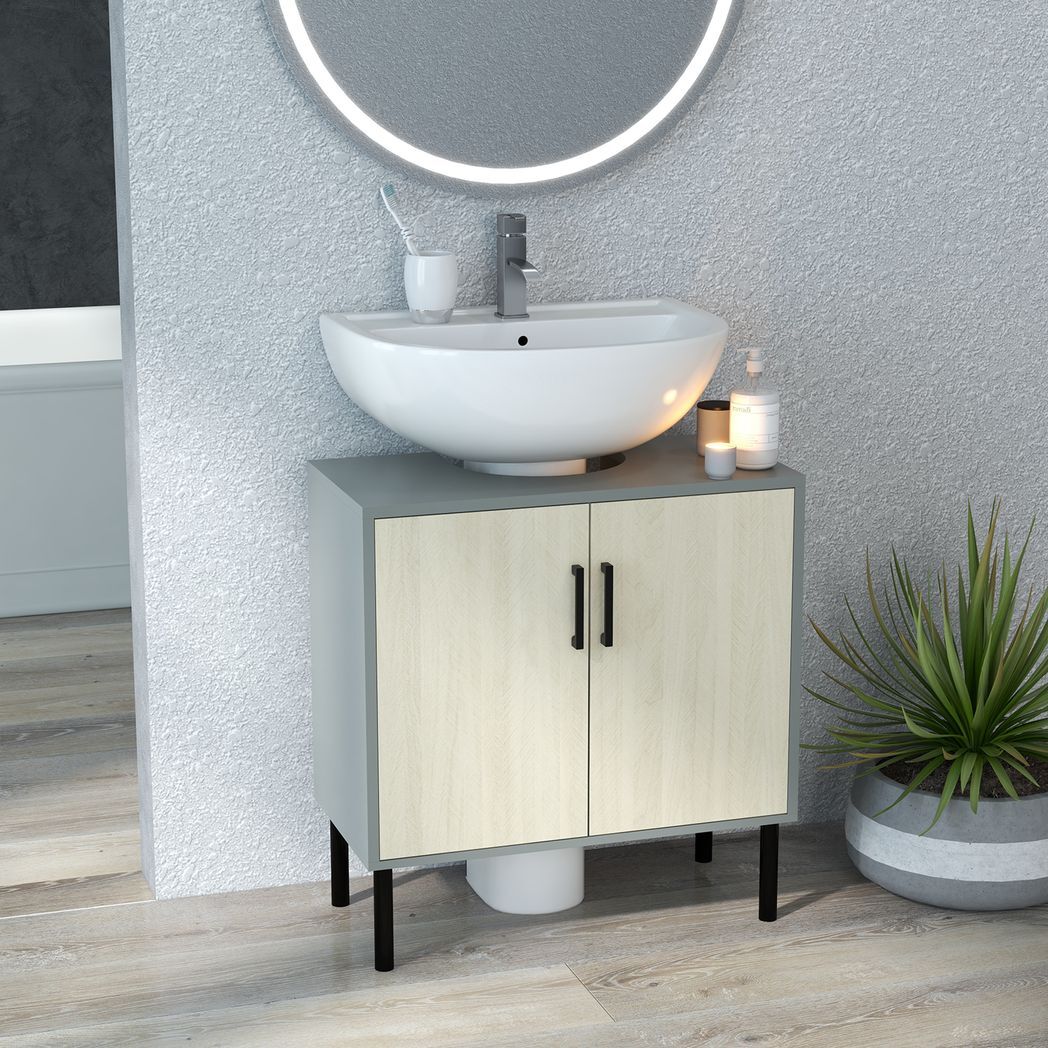 kleankin Bathroom Sink Cabinet, Under Sink Basin Storage Cupboard with Shelf