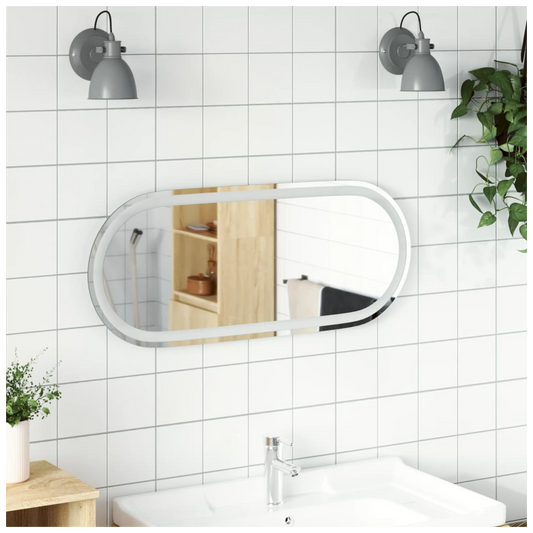 vidaXL LED Bathroom Mirror 90x40 cm Oval